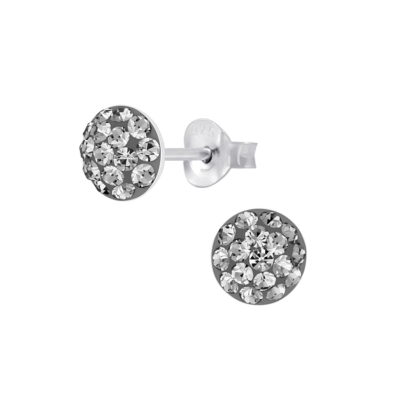 Wholesale Sterling Silver Round Crystal Ear Studs - JD7326