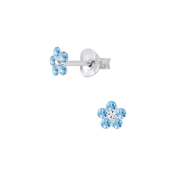 Wholesale Sterling Silver Crystal Flower Ear Studs - JD5722