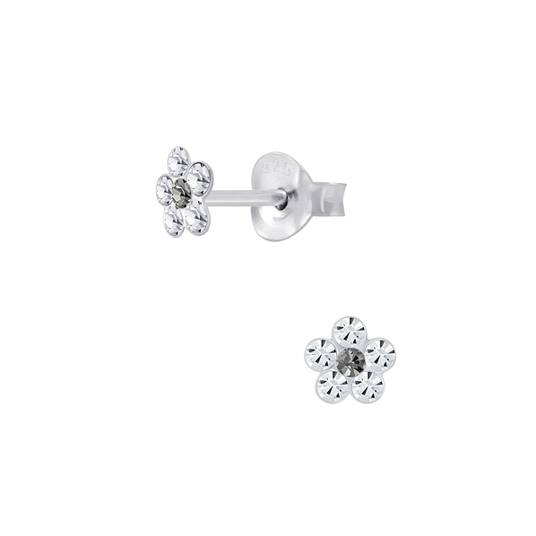 Wholesale Sterling Silver Crystal Flower Ear Studs - JD5724