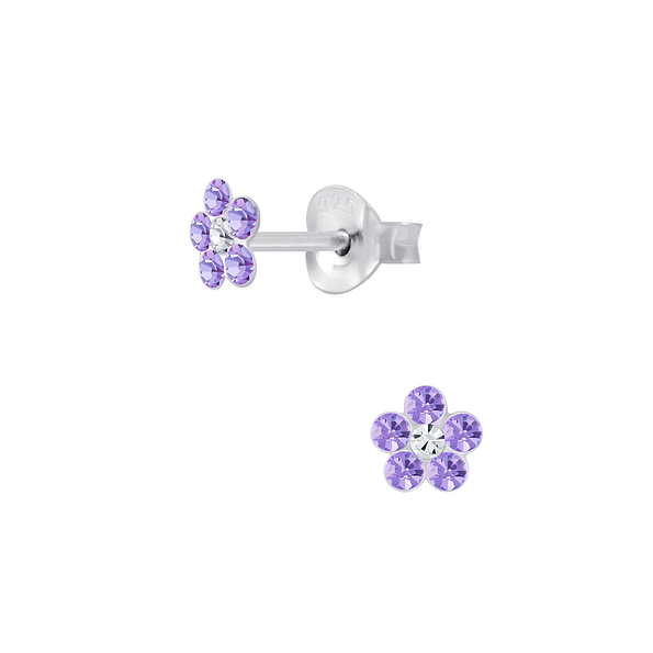 Wholesale Sterling Silver Crystal Flower Ear Studs - JD5723