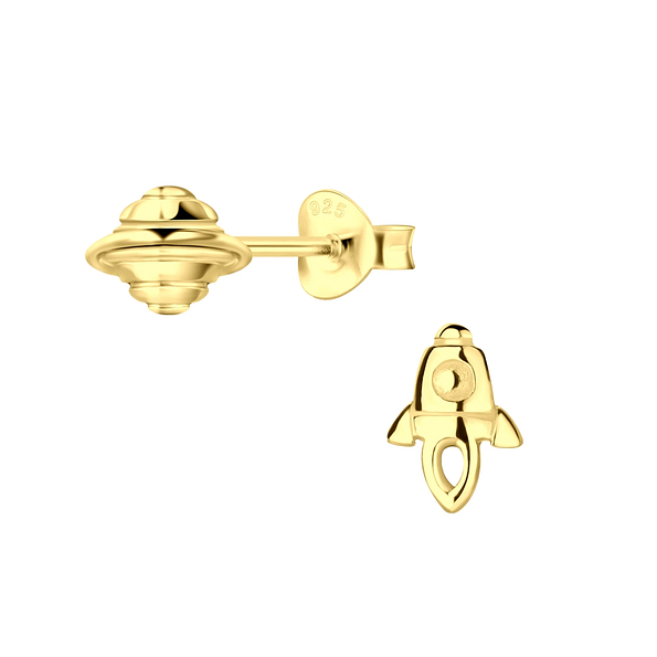 Wholesale Sterling Silver Rocket and Saturn Ear Studs - JD8745