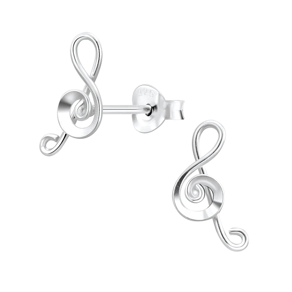 Wholesale Sterling Silver G-Clef Ear Studs - JD7585