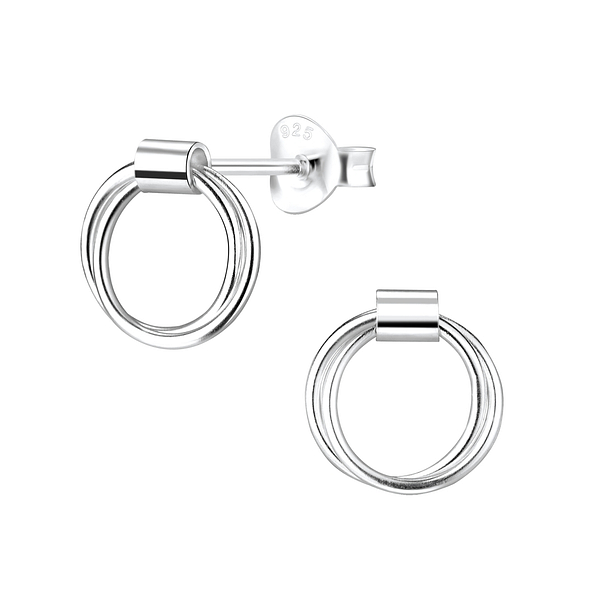 Wholesale Sterling Silver Twisted Circle Ear Studs - JD7599