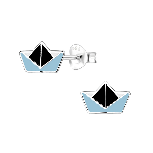 Wholesale Sterling Silver Origami Boat Ear Studs - JD8029