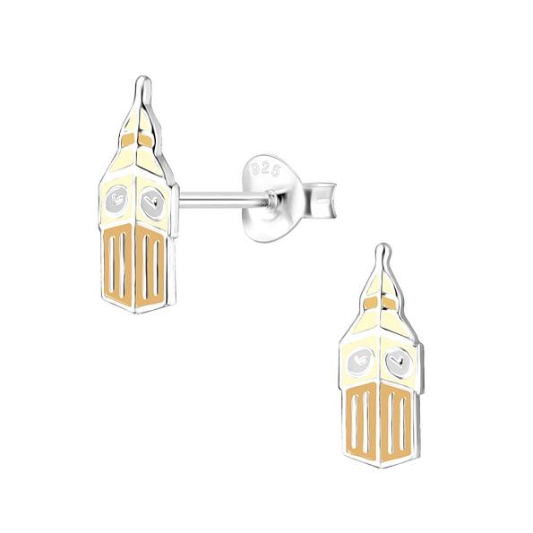 Wholesale Sterling Silver Big Ben Ear Studs - JD8079