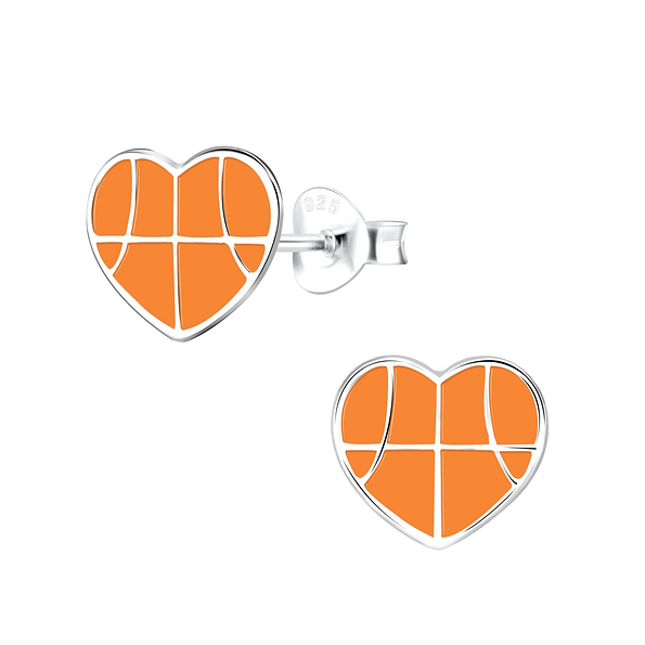 Wholesale Sterling Silver Basket Ball Ear Studs - JD9062