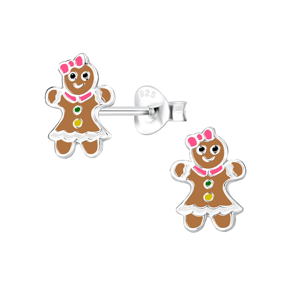 Wholesale Sterling Silver Gingerbread Ear Studs - JD8428