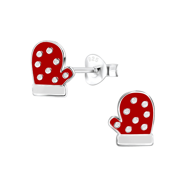 Wholesale Sterling Silver Christmas Glove Ear Studs - JD8431