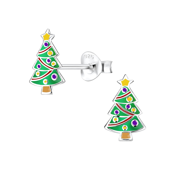 Wholesale Sterling Silver Christmas Tree Ear Studs - JD8360