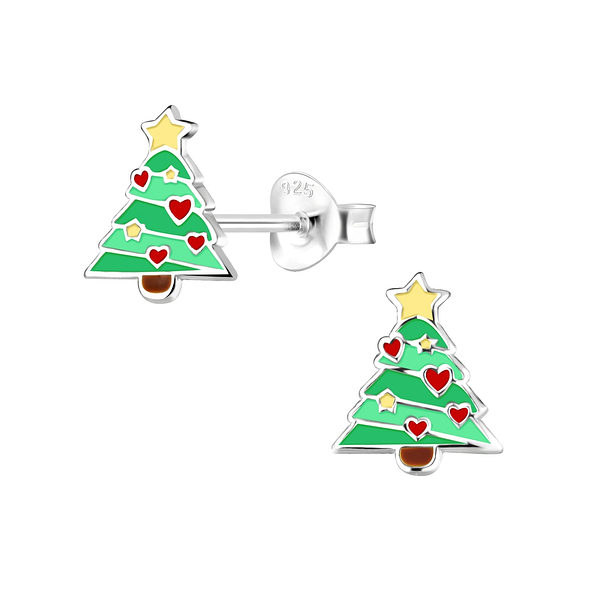 Wholesale Sterling Silver Christmas Tree Ear Studs - JD9673