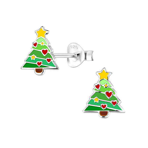 Wholesale Sterling Silver Christmas Tree Ear Studs - JD8362