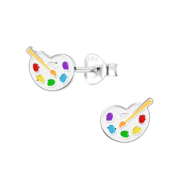 Wholesale Sterling Silver Palette and Paintbrush Ear Studs - JD10267