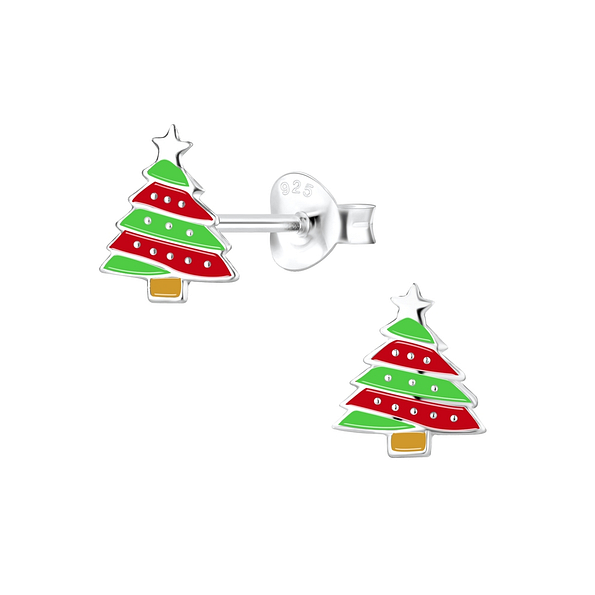 Wholesale Sterling Silver Christmas Tree Ear Studs - JD8450