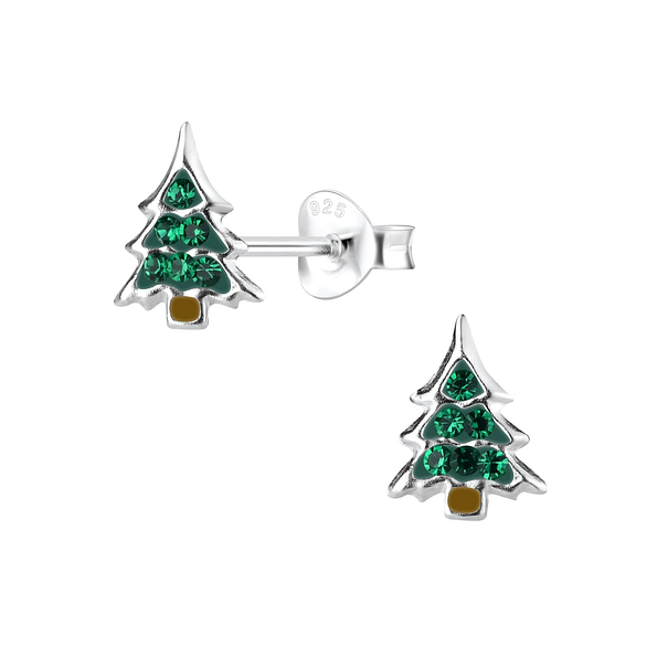 Wholesale Sterling Silver Christmas Tree Ear Studs - JD8454