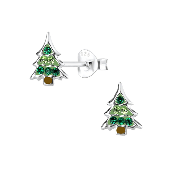 Wholesale Sterling Silver Christmas Tree Ear Studs - JD8455