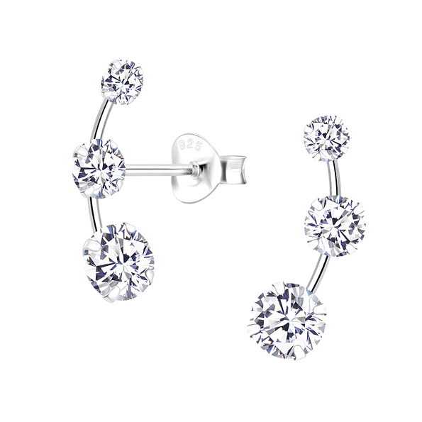 Wholesale Cubic Zirconia Line Sterling Silver Ear Studs - JD10487