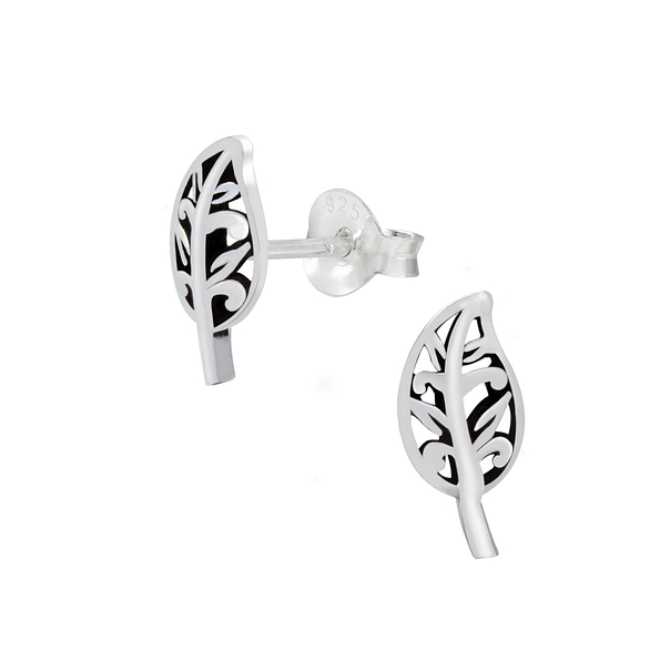 Wholesale Sterling Silver Leaf Ear Studs - JD1173