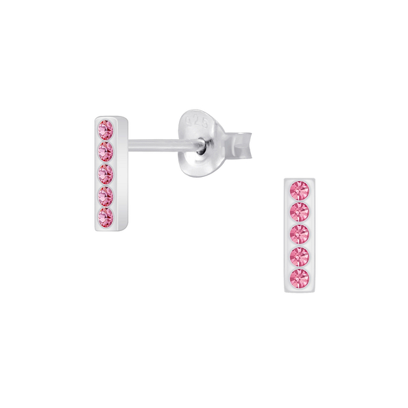 Wholesale Sterling Silver Bar Crystal Ear Studs - JD5650