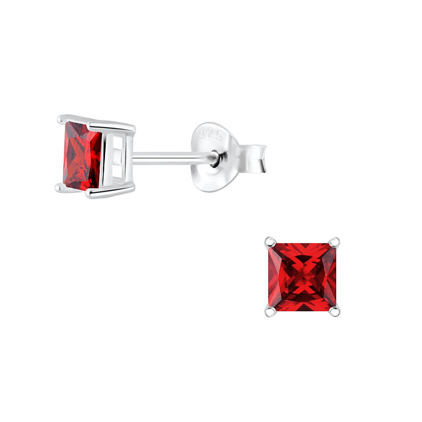 Wholesale 4mm Square Cubic Zirconia Sterling Silver Ear Studs - JD2053