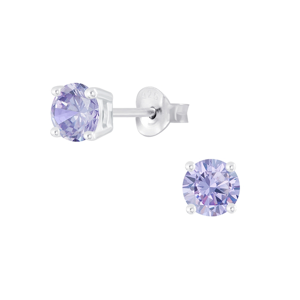 Wholesale 5mm Round Cubic Zirconia Sterling Silver Ear Studs - JD6396