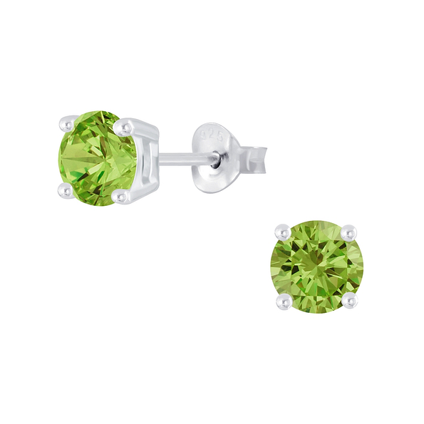 Wholesale 6mm Round Cubic Zirconia Sterling Silver Ear Studs - JD2050