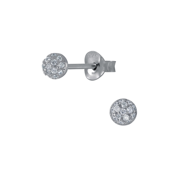 Wholesale Sterling Silver Round Cubic Zirconia Ear Studs - JD3104