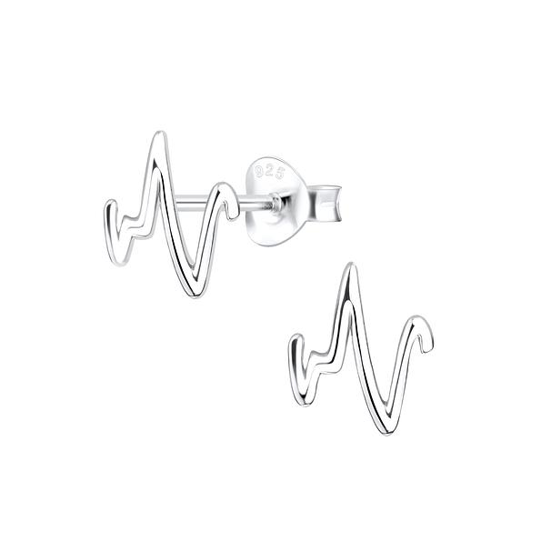 Wholesale Sterling Silver Heartbeat Ear Studs - JD8726