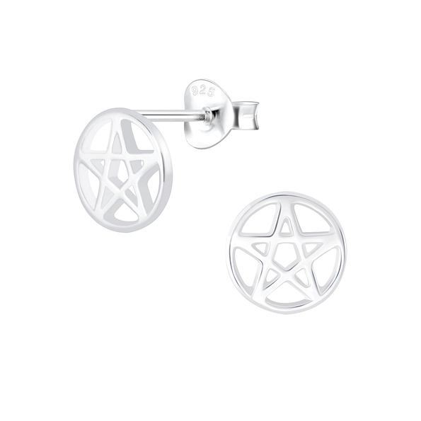 Wholesale Sterling Silver Pentagram Ear Studs - JD6706