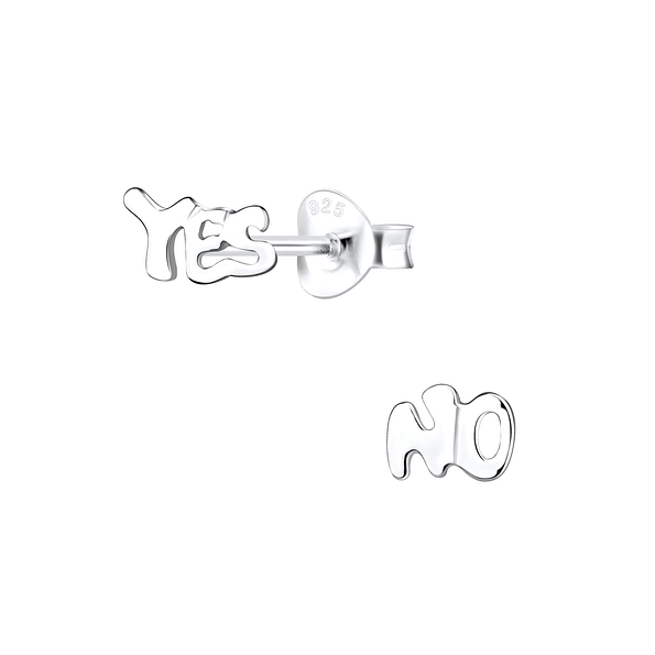 Wholesale Sterling Silver Yes No Ear Studs - JD1069