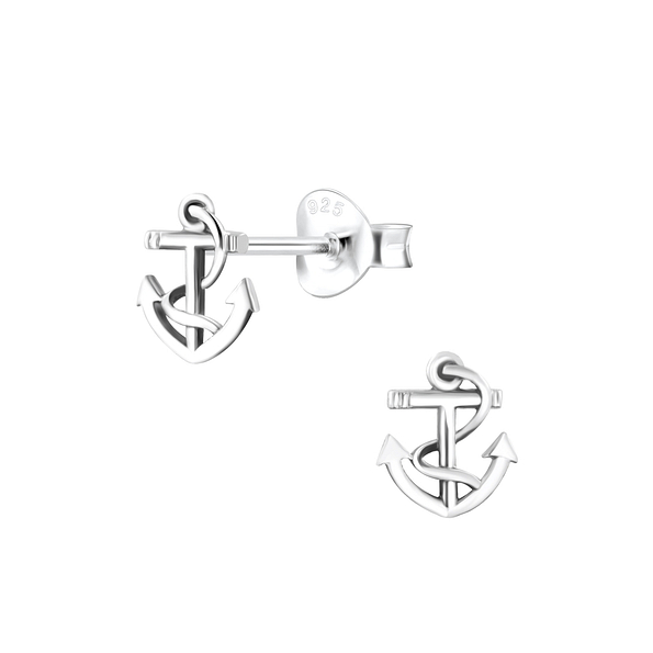Wholesale Sterling Silver Anchor Ear Studs - JD1034