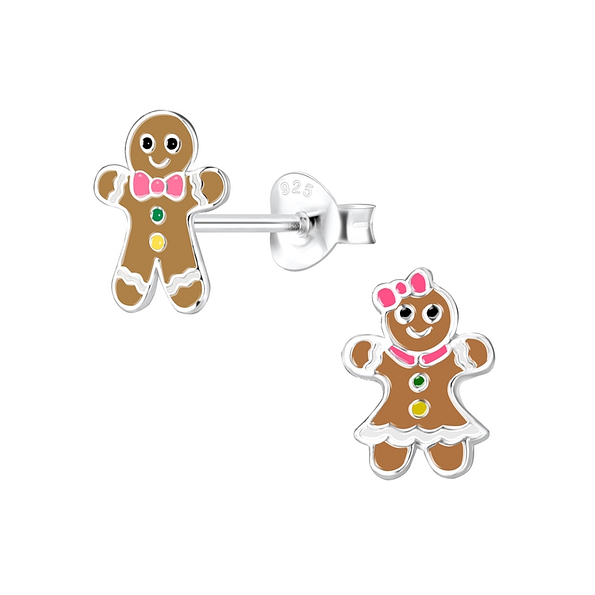 Wholesale Sterling Silver Gingerbread Ear Studs - JD9958