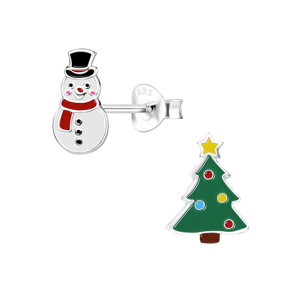 Wholesale Sterling Silver Christmas Holiday Ear Studs - JD9954
