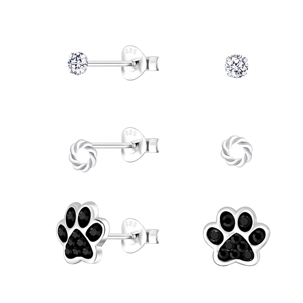 Wholesale Sterling Silver Mixed Ear Studs Set - JD10028