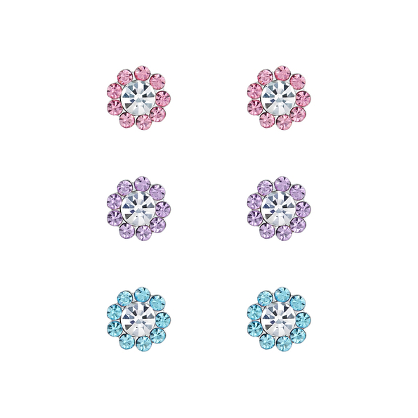 Wholesale Sterling Silver Flower Ear Studs Set - JD7710