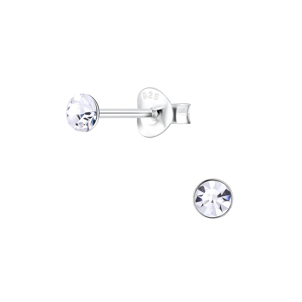 Wholesale 3.5mm Round Crystal Sterling Silver Ear Studs - JD2174