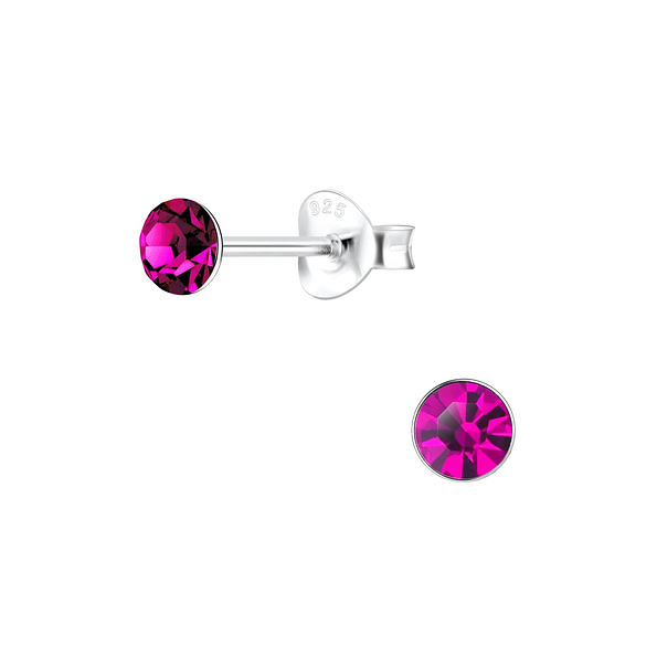 Wholesale 4mm Round Crystal Sterling Silver Ear Studs - JD1709