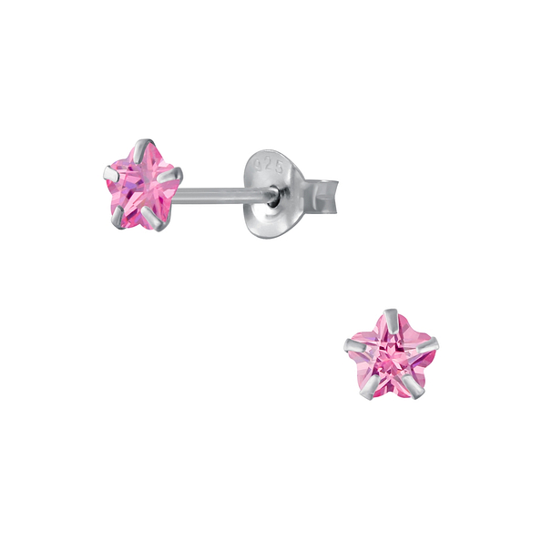 Wholesale 4mm Flower Cubic Zirconia Sterling Silver Ear Studs - JD2022