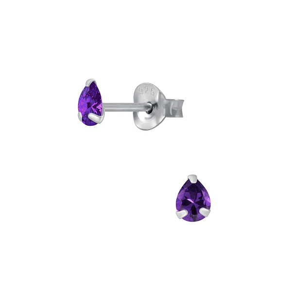 Wholesale 3X4mm Pear Cubic Zirconia Sterling Silver Ear Studs - JD2024