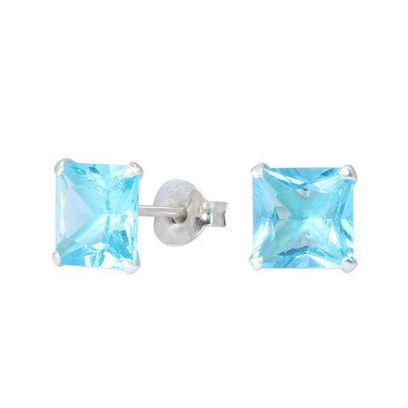 Wholesale 7mm Square Crystal Sterling Silver Ear Studs - JD1476