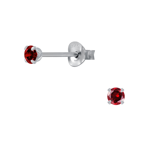 Wholesale 3mm Round Cubic Zirconia Sterling Silver Ear Studs - JD1975