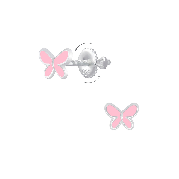 Wholesale Sterling Silver Butterfly Screw Back Ear Studs - JD6855