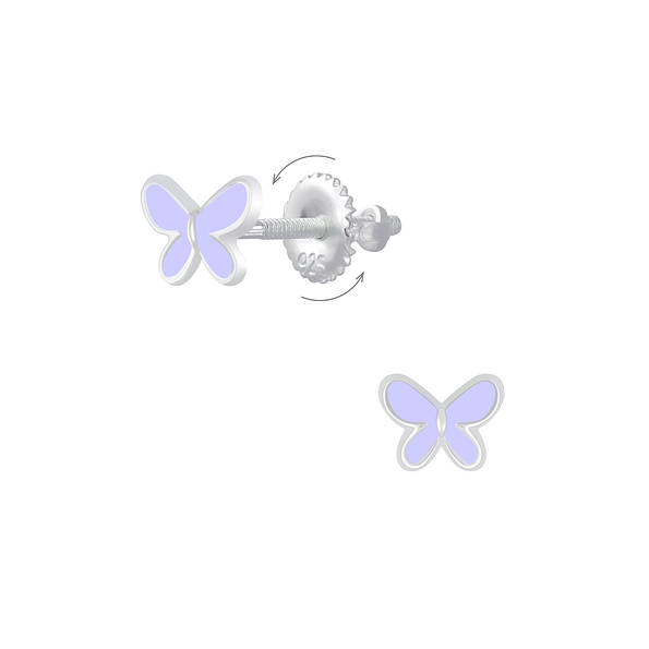 Wholesale Sterling Silver Butterfly Screw Back Ear Studs - JD6875