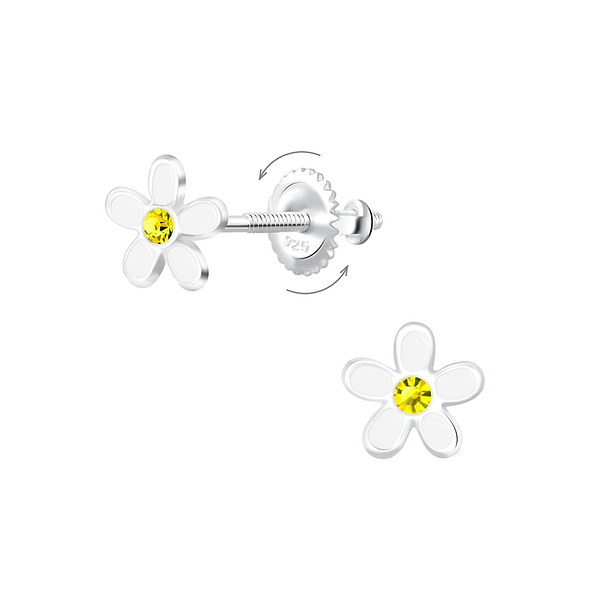 Wholesale Sterling Silver Flower Screw Back Ear Studs - JD6925