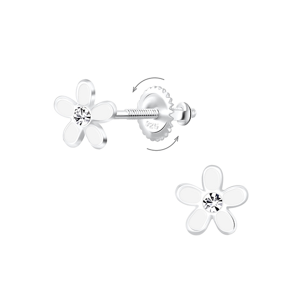 Wholesale Sterling Silver Flower Screw Back Ear Studs - JD9980