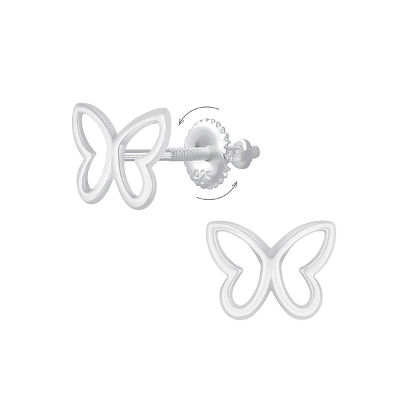 Wholesale Sterling Silver Butterfly Screw Back Ear Studs - JD6236