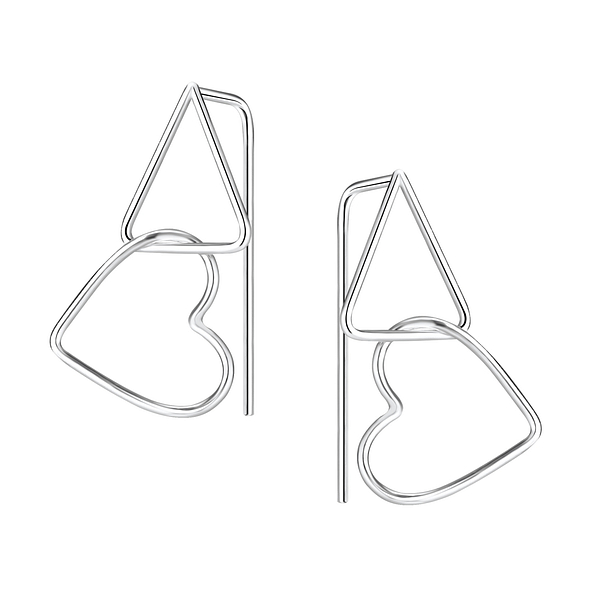 Wholesale Sterling Silver Triangle and Heart Earrings - JD5322