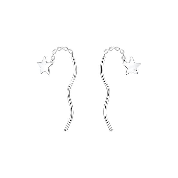 Wholesale Sterling Silver Thread Through Star Earrings - JD5519