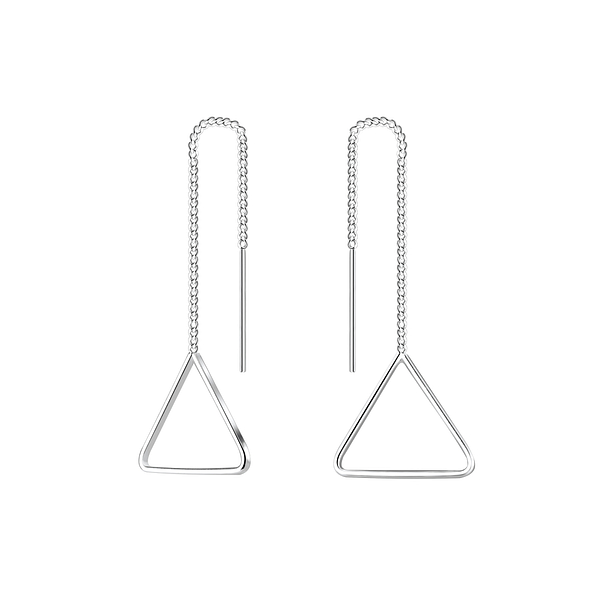 Wholesale Sterling Silver Thread Through Triangle Earrings - JD5517