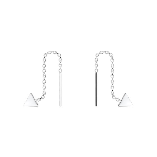 Wholesale Sterling Silver Thread Through Triangle Earrings - JD5523