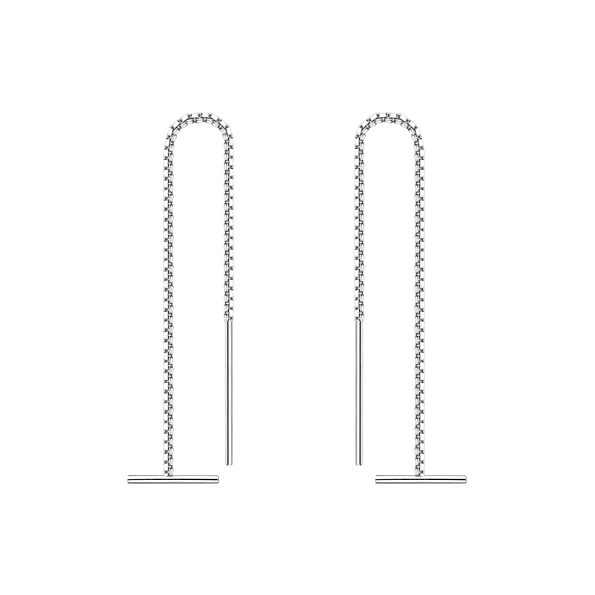 Wholesale Sterling Silver Thread Through Bar Earrings - JD5516